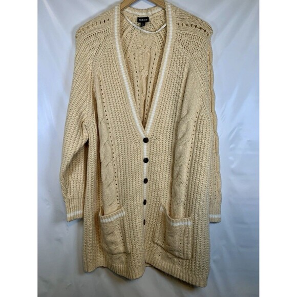 Torrid Cable Knit Tunic Boyfriend Button Up Cardigan Pocket Sweater Plus Size 3X - Picture 3 of 10